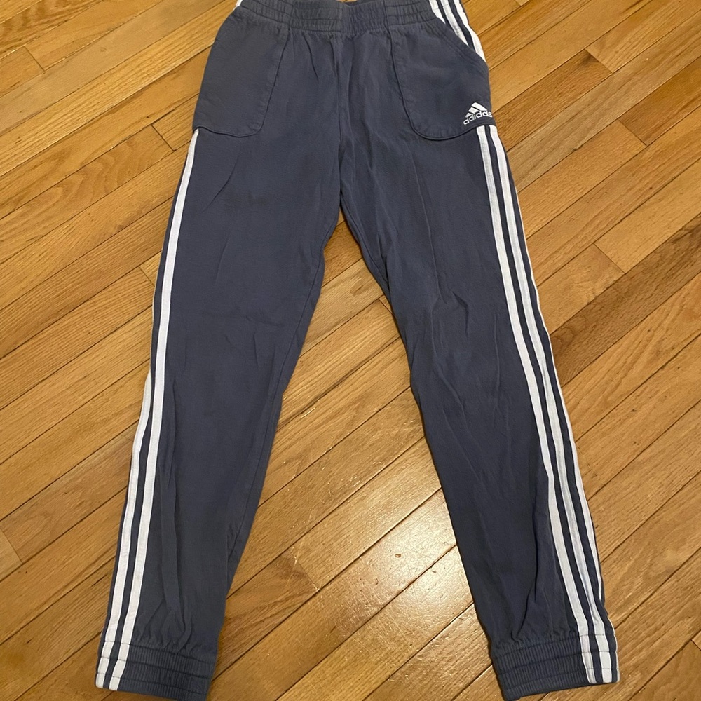 adidas Kids Navy Track Joggers with White Side Stripes